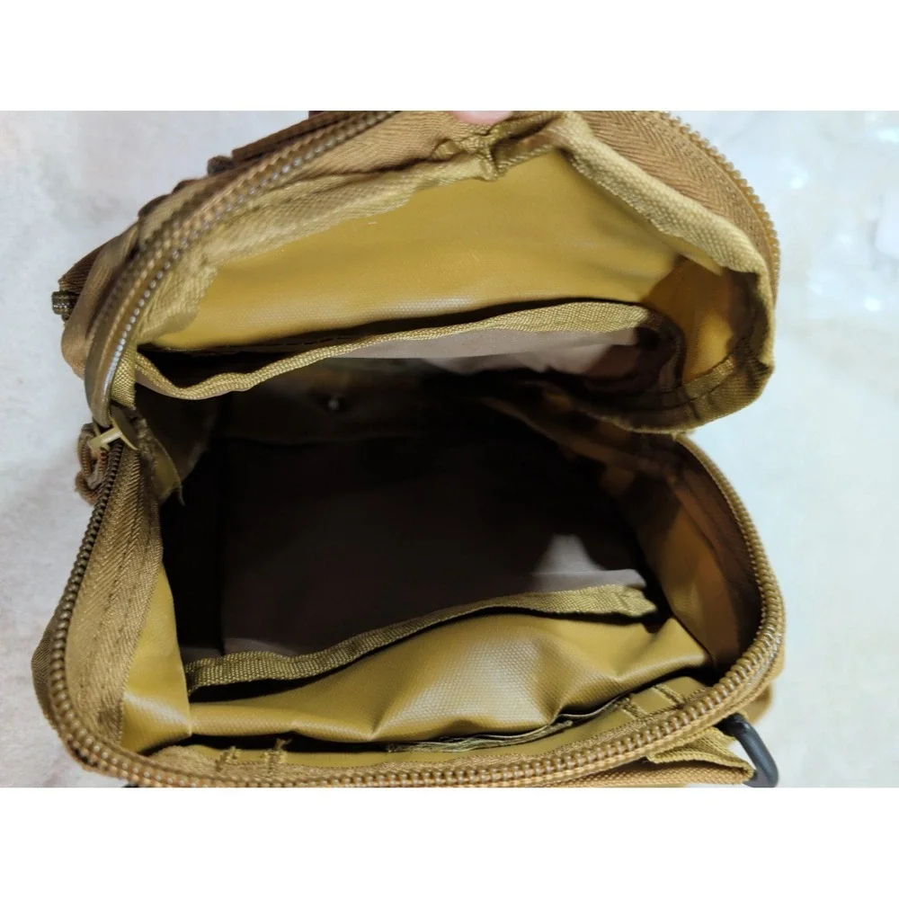 Khaki Tactical Sling Bag Canvas‎ MOLLE Shoulder Pack Crossbody Messenger Tan